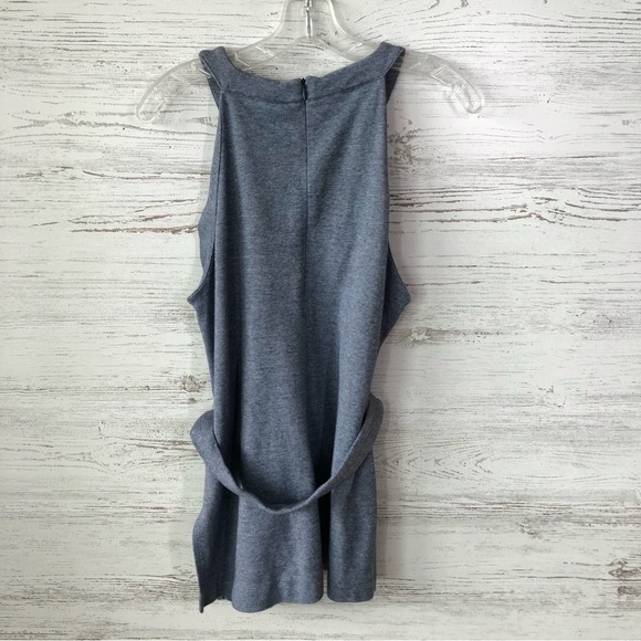 ANTHROPOLOGIE Stretch Jersey Knit Belted Halter Sleeveless Top L Blue Gray - Picture 7 of 12